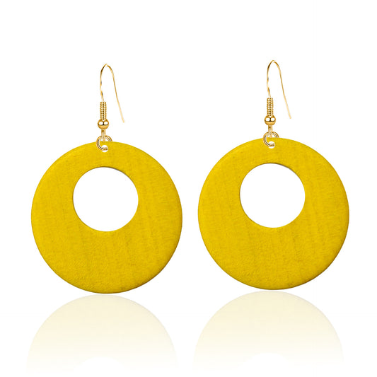 Fashion Exaggerated Personalized Round Wood Large Earrings