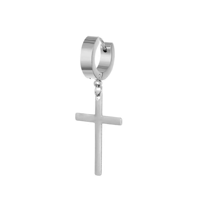 Women's & Men's Stainless Steel Clip Trendy Cross Quantity Earrings