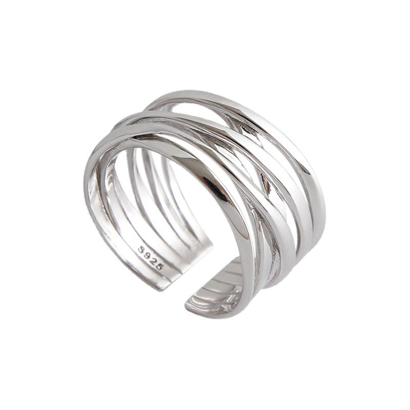 Women's Korean Minimalist Winding Line Sterling Sier Rings