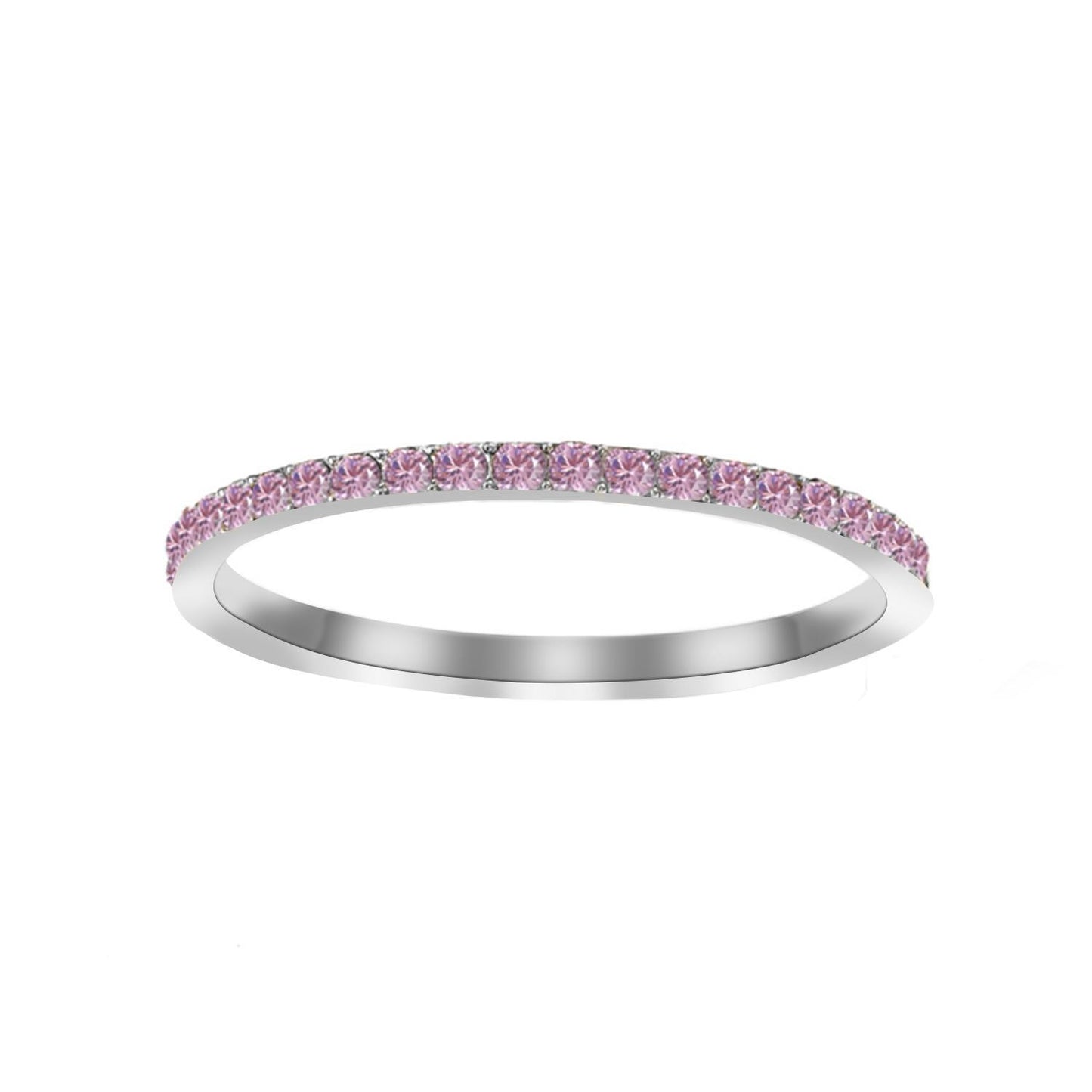 Full Diamond Stainless Steel Birthstones Zircon Ring