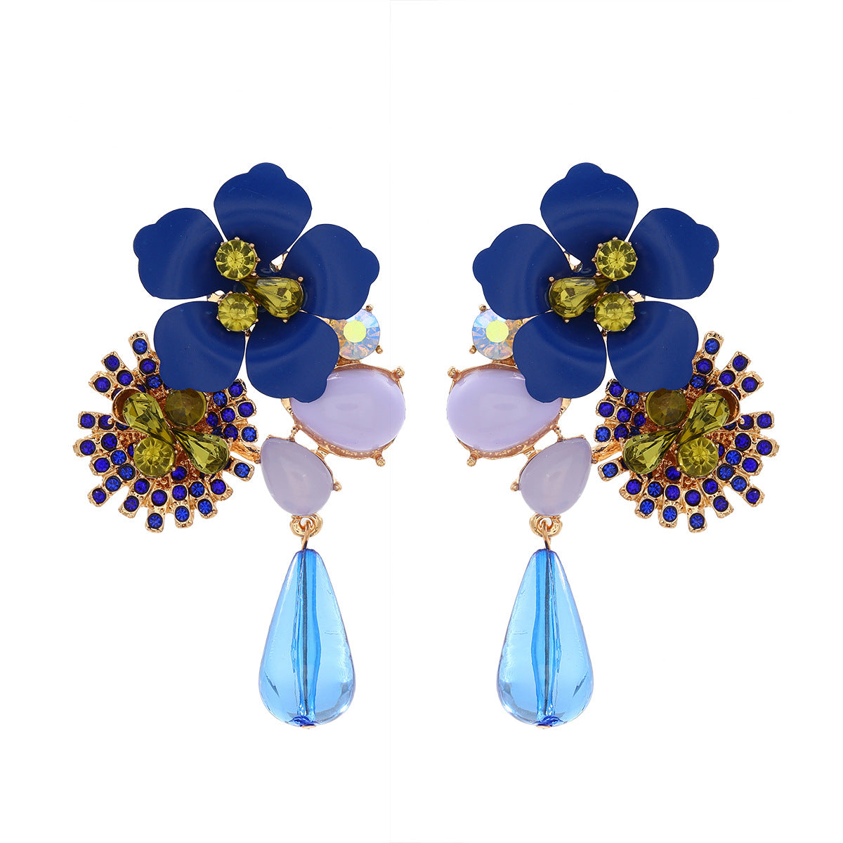 Women's Z Resin Flower Beaded Diamond Vintage Earrings