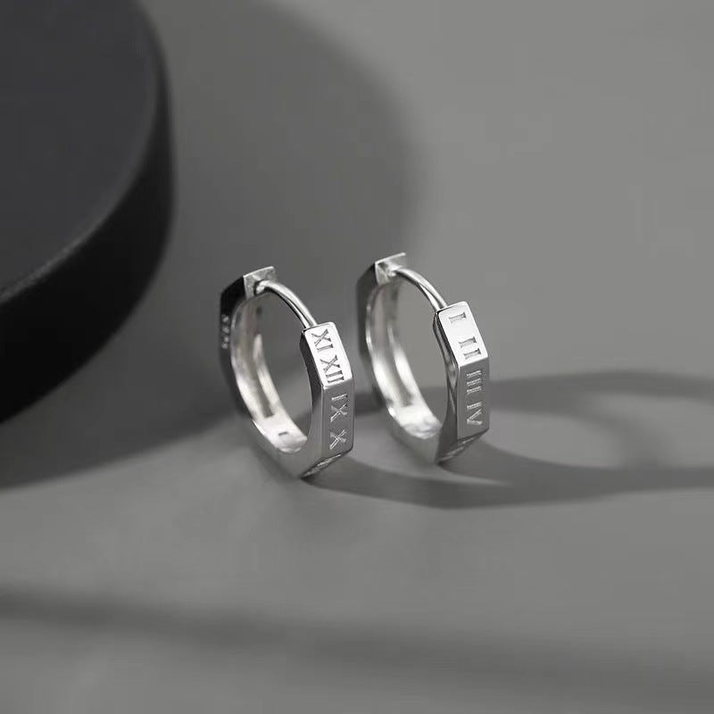 Men's Trendy Niche Personality Single Roman Numerals Ear Buckle