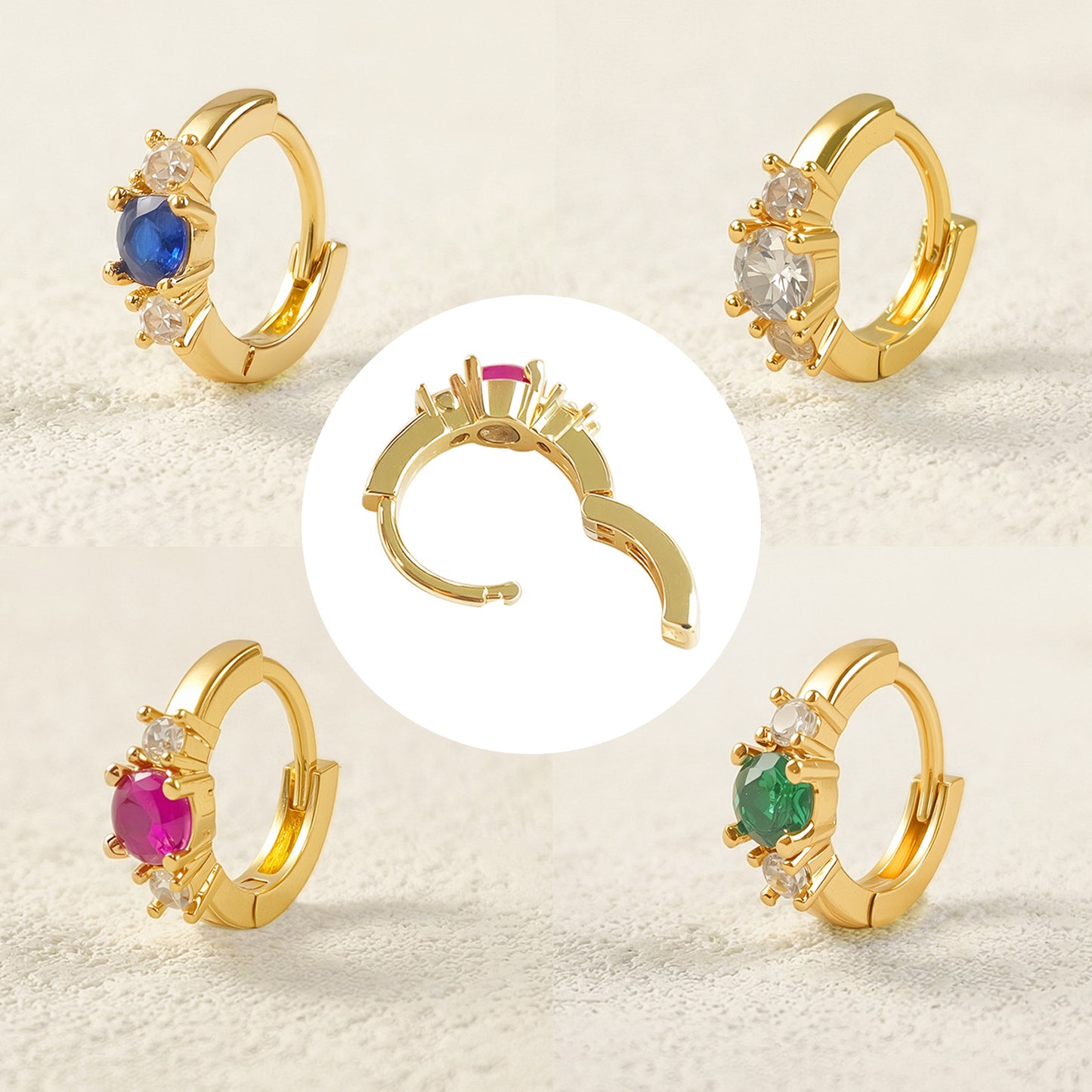 Women's Simple Color Zircon Clip Exquisite High-grade Earrings