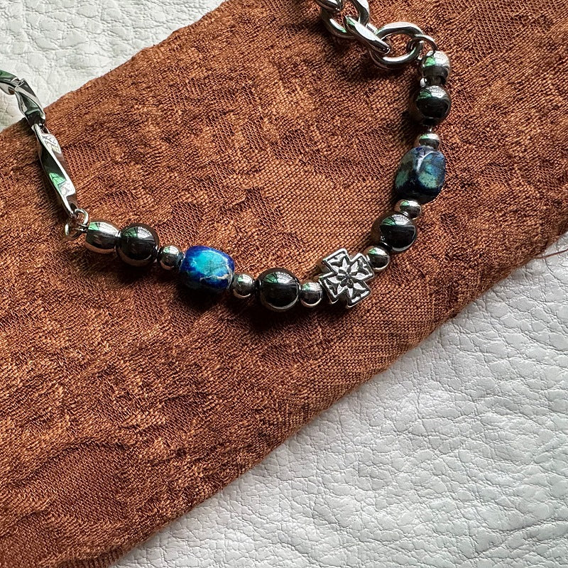 Gager Color Haematite Stainless Steel Stitching Design Bracelets