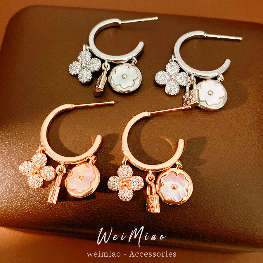 Flower Lock Fritillary Shaped Light Luxury High-grade Ear Rings