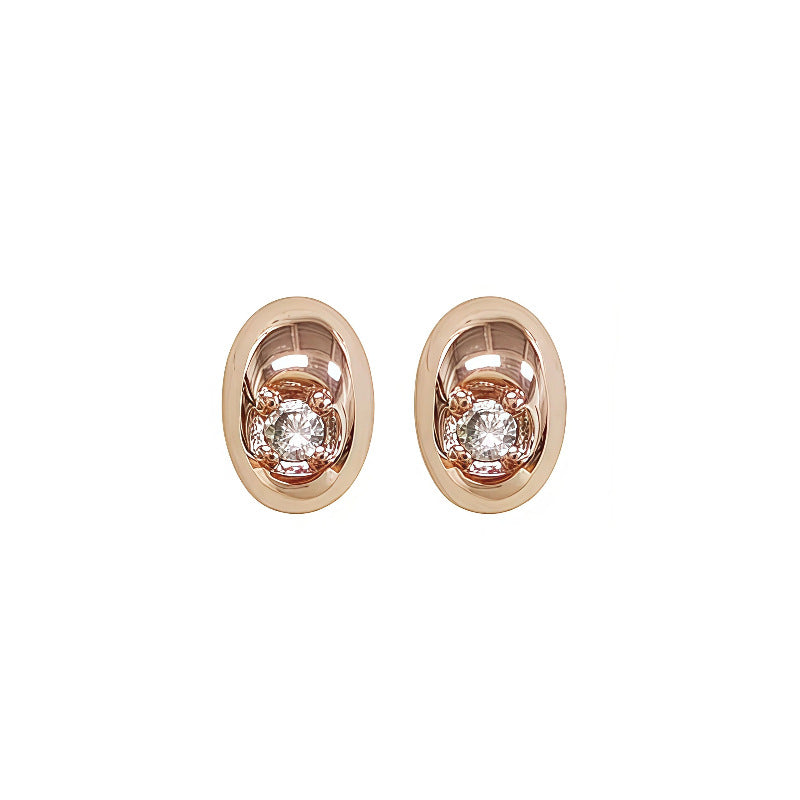 Women's Sier Plating Rose Gold Rhinestone Bean-shaped Small Exquisite Daily Commuter Rings