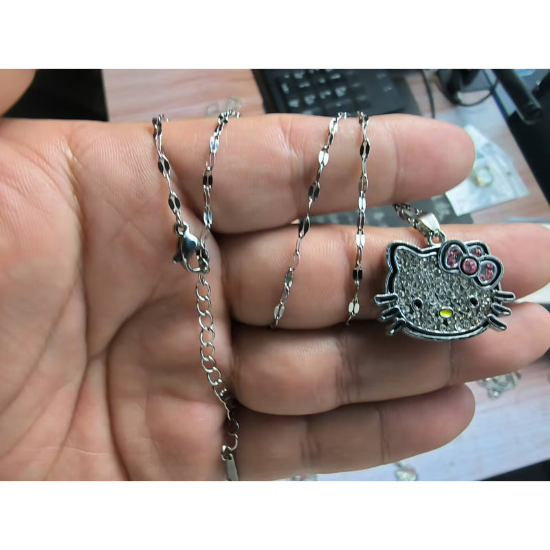 Women's Full Diamond Hello Kitty Millennium Hot Pendants