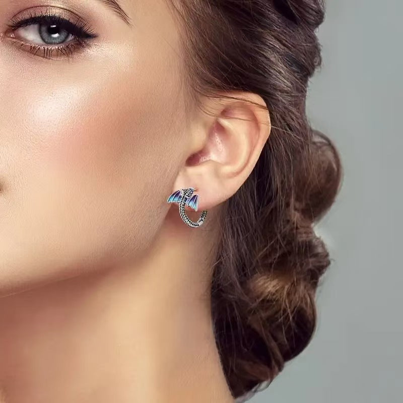 Women's Wing Flying Dragon Ear Clip Niche Design Rings