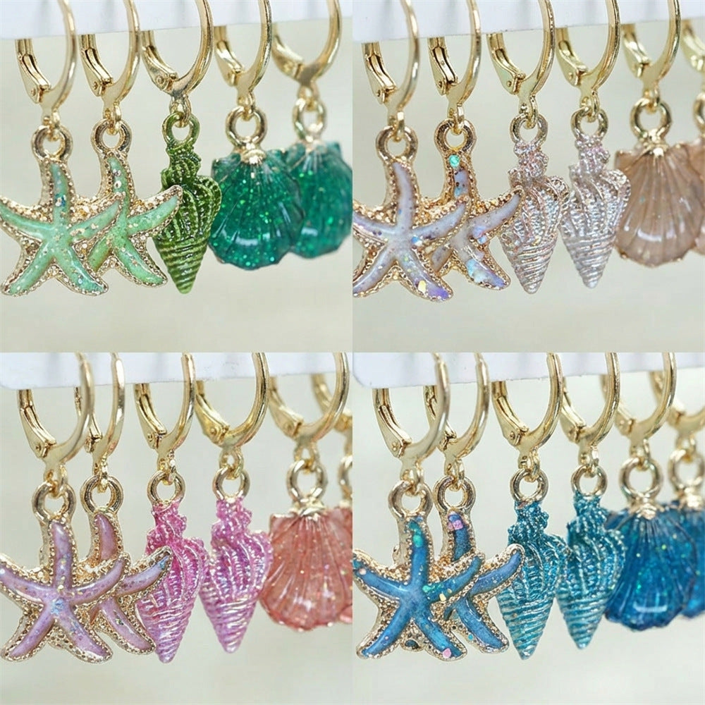 Summer Drop Oil Glitter Marine Female Ear Earrings