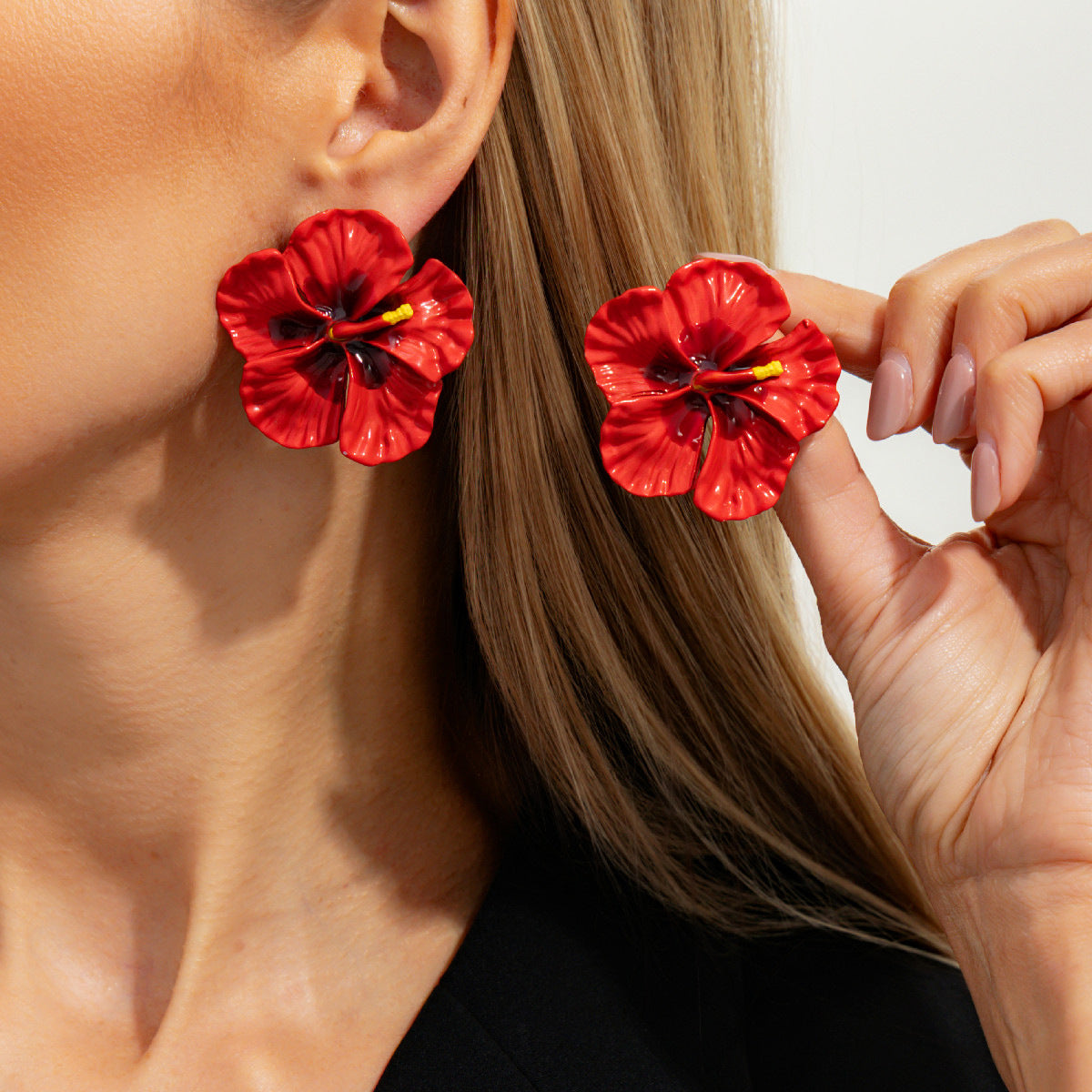 French Colorful Oil Exaggerated Resin Niche Design Versatile Stud Earrings