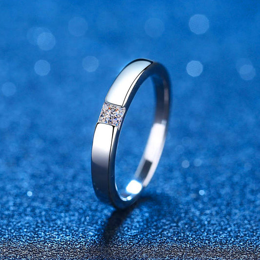 Moissanite Unisex Luxury Princess Square Simple Rings