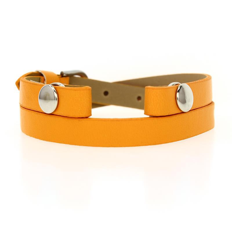 Leather Double Section Wrist Strap Bright Color Bracelet