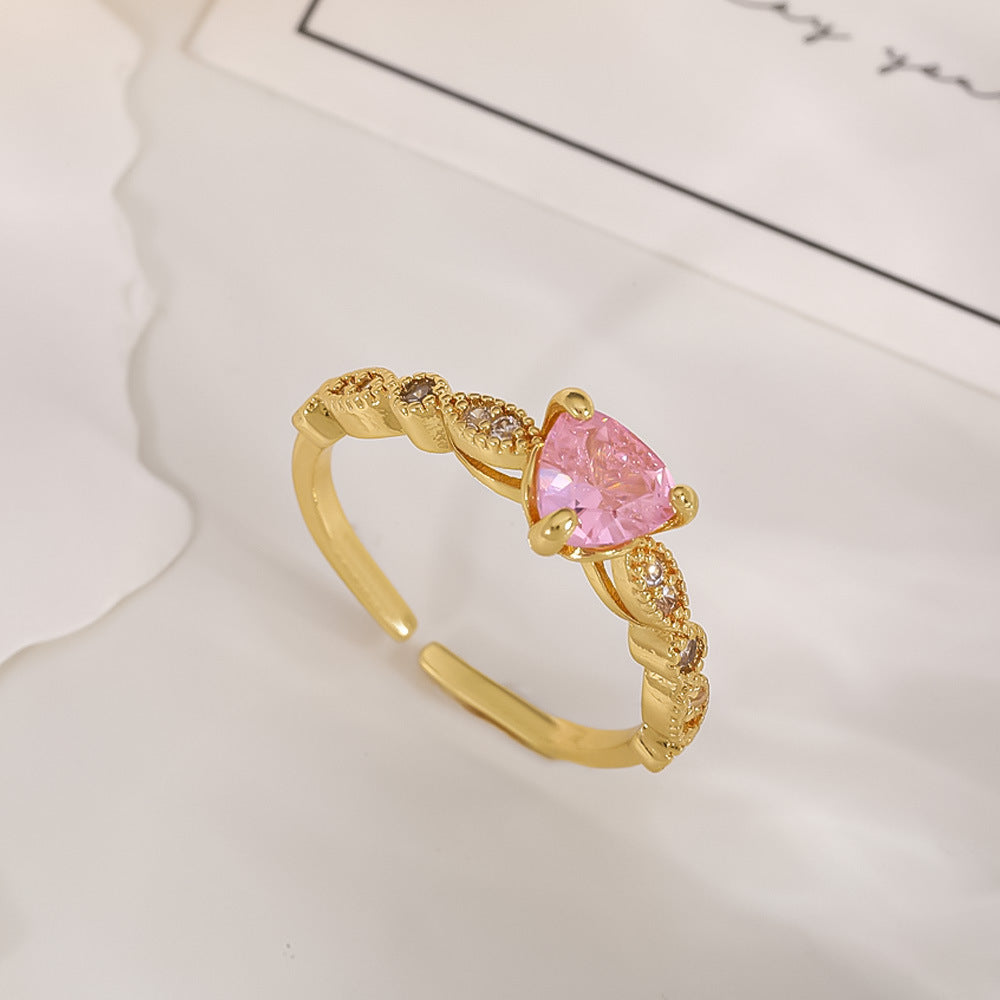Women's Open-end Zircon Fashionable Classy Simple Cold Feeling Goddess Rings