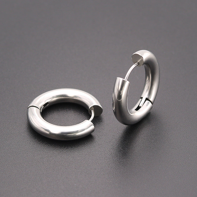 Women's & Men's Stainless Steel Clip Exaggerated Thick Thread Round Large Ear Buckle