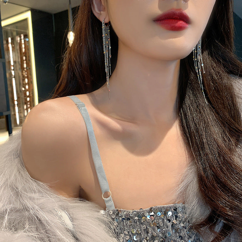 Women's Niche Design Sequins Long Fringe Trendy Elegant Ear Line