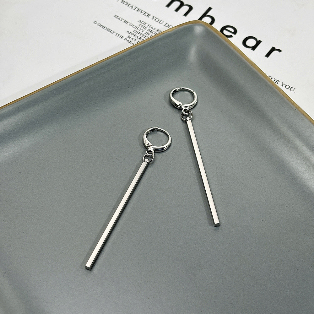 Korean Style Simple Geometric Lines Clip Daily Commuter Long Earrings