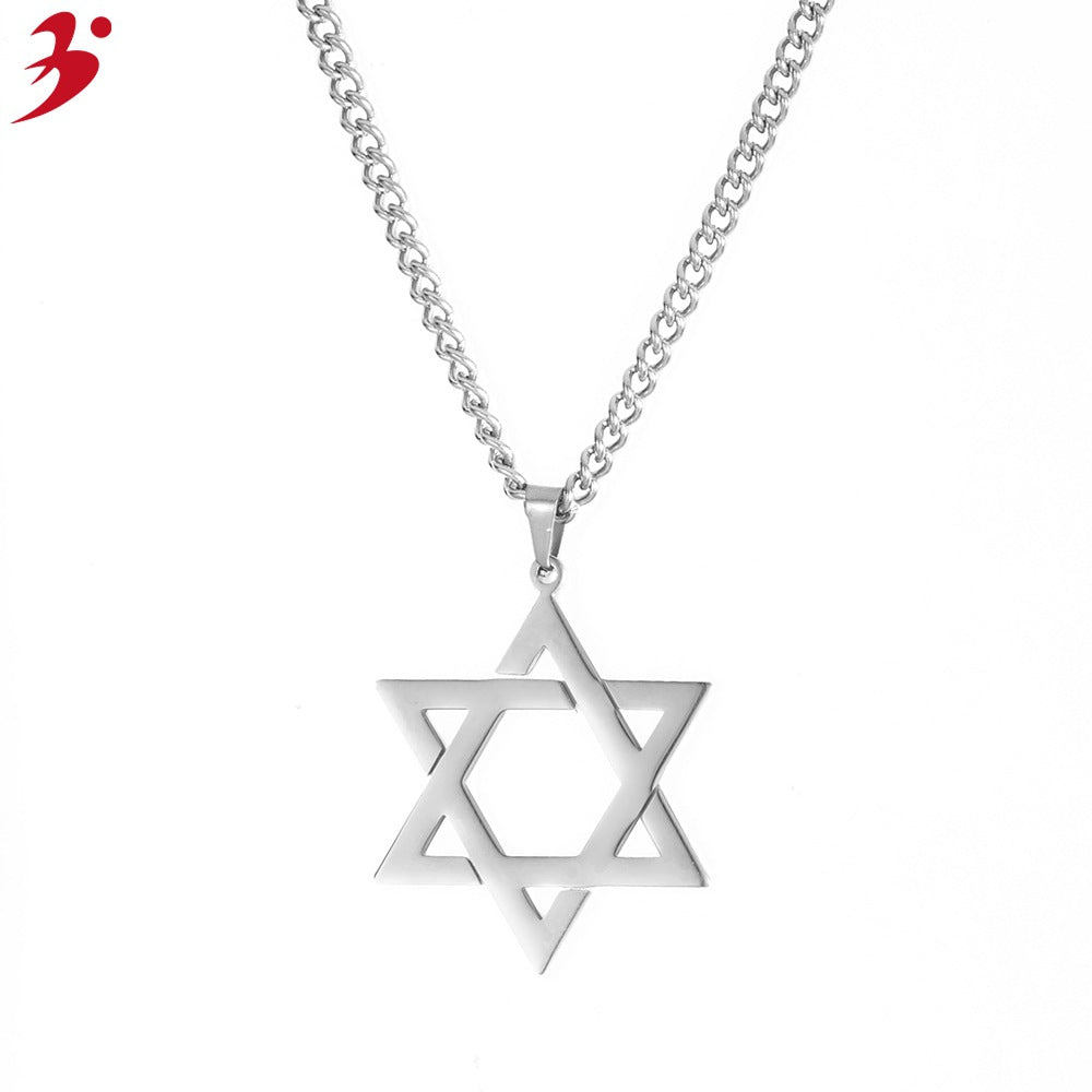 Women's & Men's Style Stainless Steel Hexagram Fashion Simple Wandering Necklaces