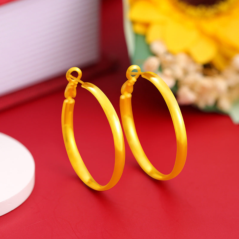 Women's Copper Alloy Glossy For Round Simple Stud Earrings