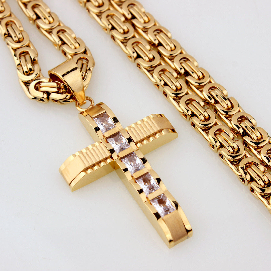 Men's Titanium Steel Cross High-grade Diamond Hip Hop Stainless Necklaces