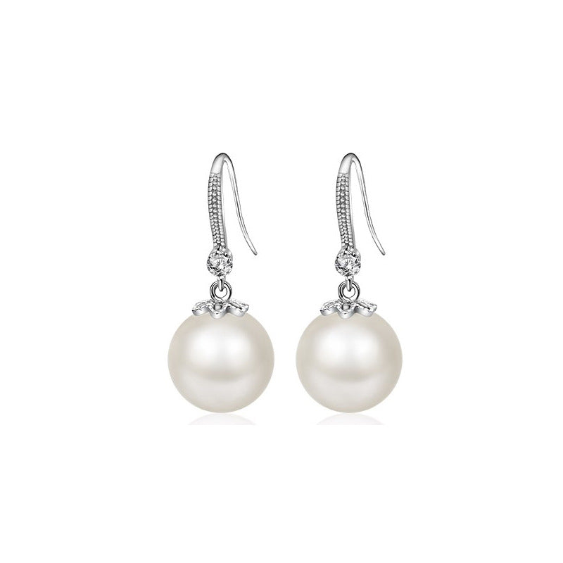 Pearl Temperament Wild High-grade Sier Plated Ear Hook Earrings