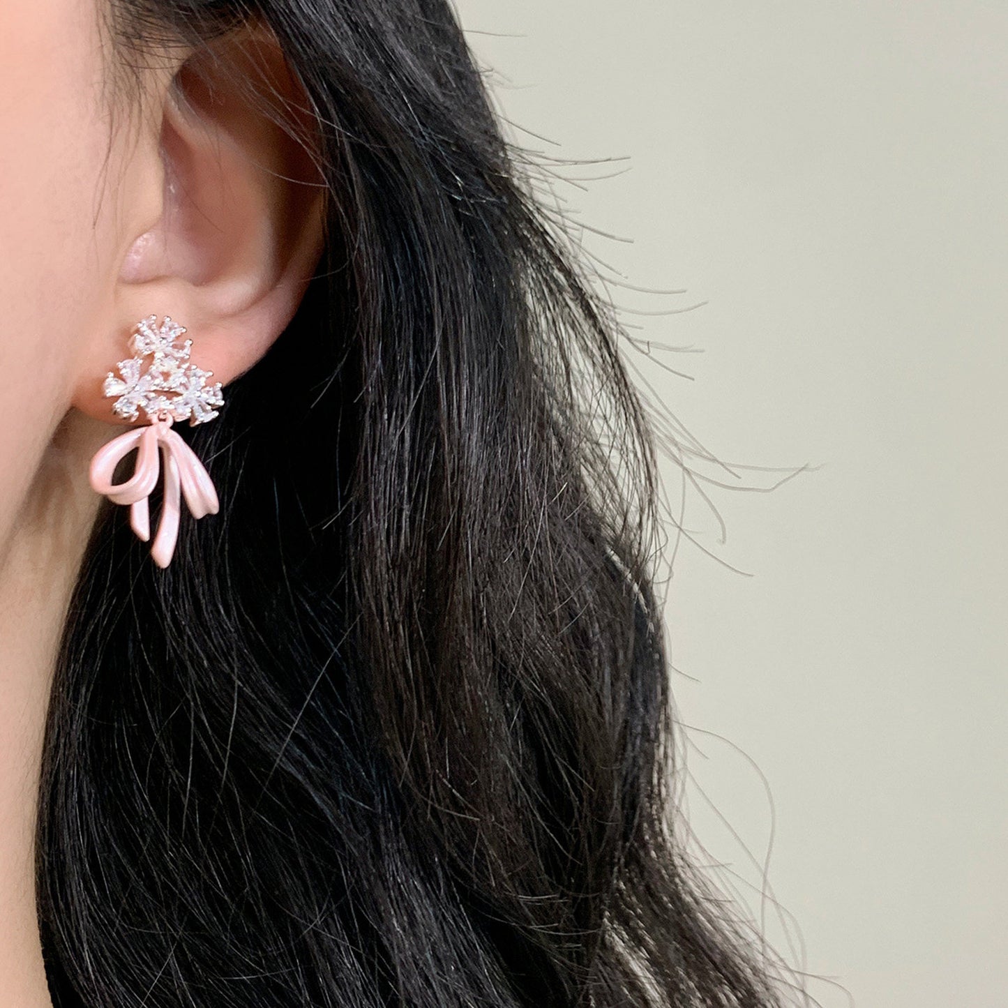 Women's French Zircon Bridal Bouquet For Niche Design Stud Earrings