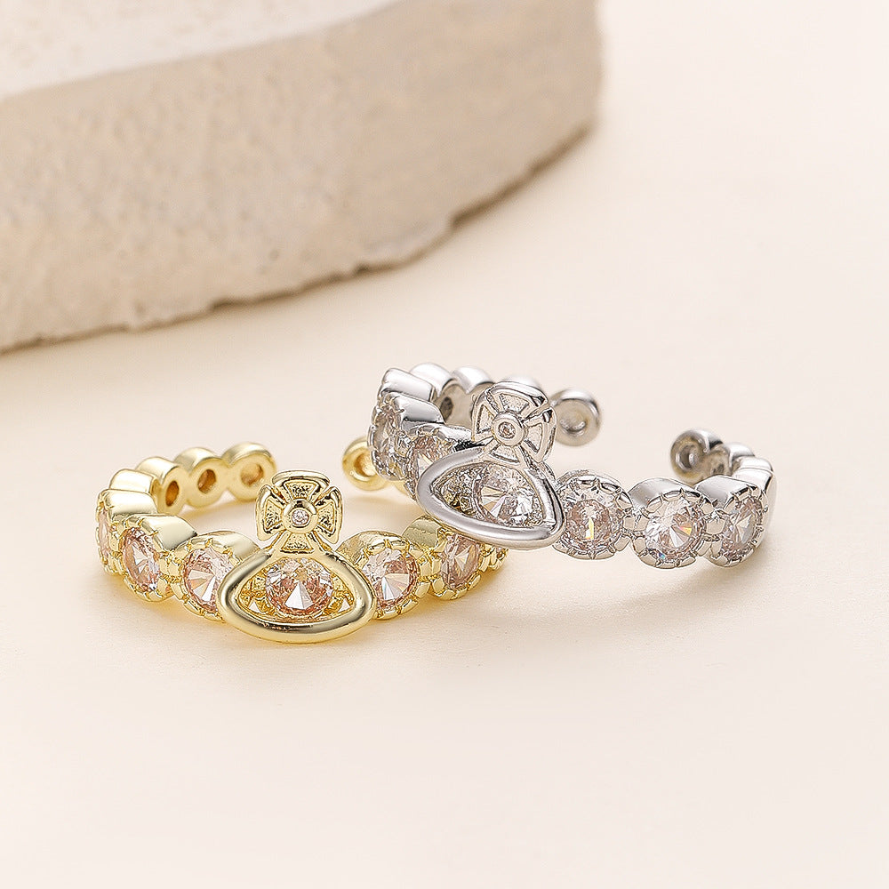 Super Fairy Saturn Zircon Female Fashion Style Design High-grade Light Rings