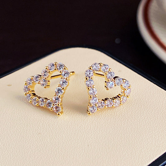 Women's Style Micro Inlaid Zircon Love Heart Earrings