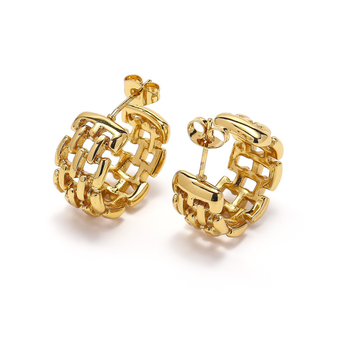Twist Chain Winding Woven Circle Gold Titanium Earrings