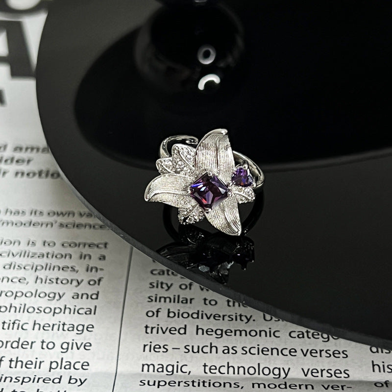 Style Light Luxury Purple Diamond Zircon Rings