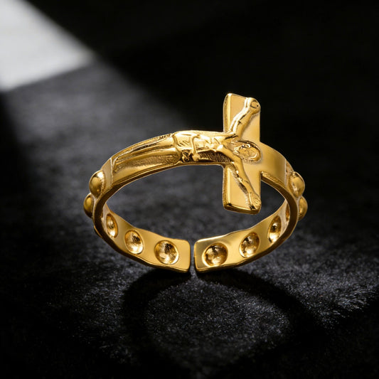 Cross Stainless Steel Female Unisex Crucified Ring