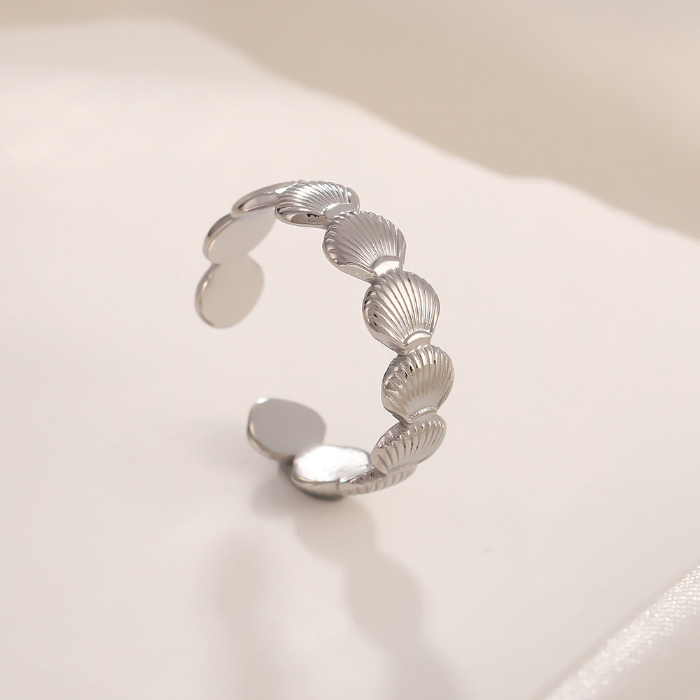 Steel Titanium Small Shell Starfish Design Creative Simple Ring