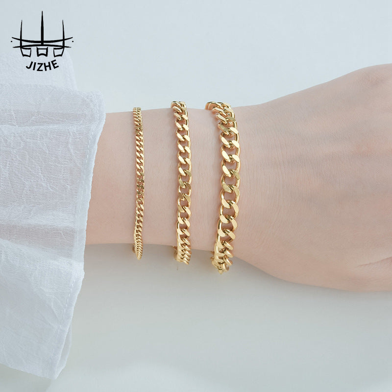 Steel Grinding Cuban Personalized Hip Hop Fashion Stainless Bracelets