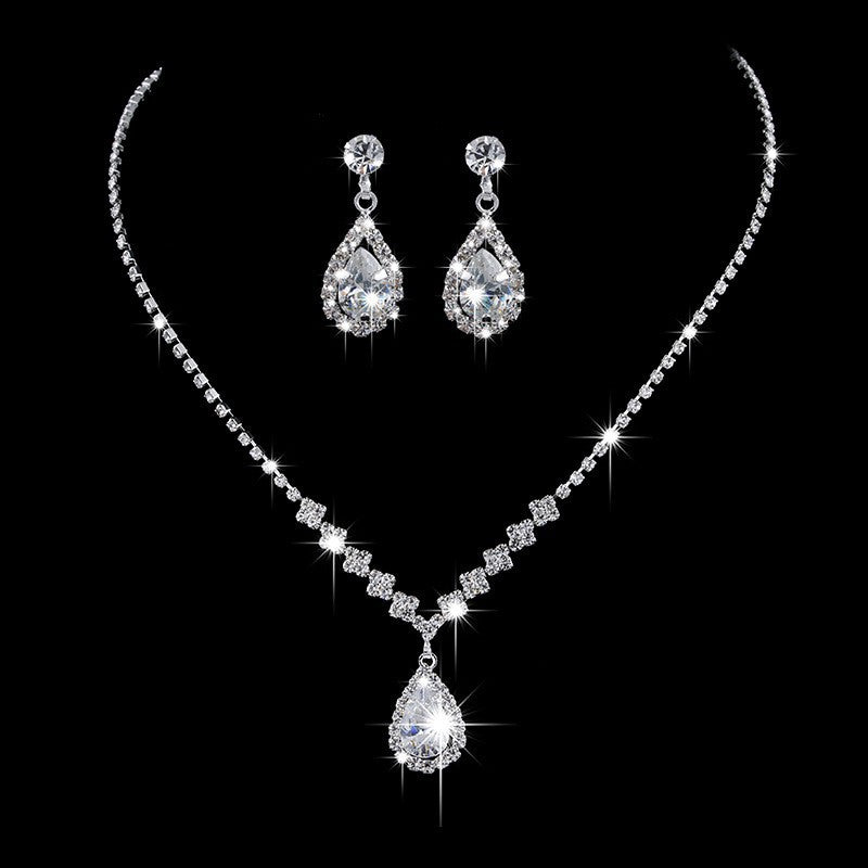 Claw Chain Rhinestone Bridal Eardrop Banquet Necklaces