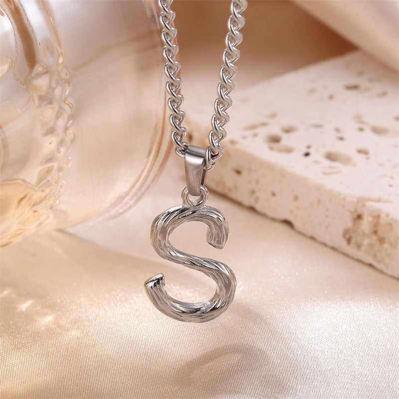 Textured Letters Design Sense Elegant Simple Necklaces