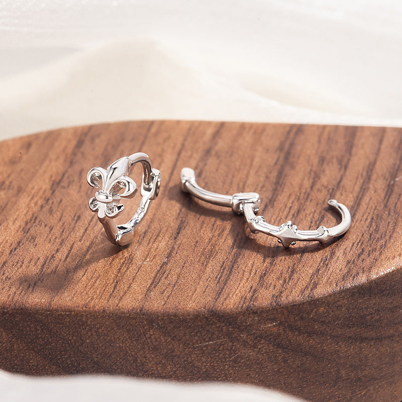 Women's & Men's Asymmetric Flower-de-luce Niche Unique Design Eardrops Ear Buckle
