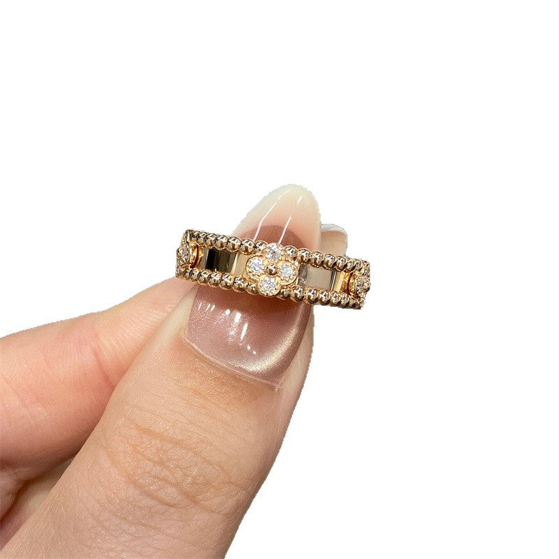 Clover Kaleidoscope Gang Drill Beaded Fashionable Signature Elegant Ring