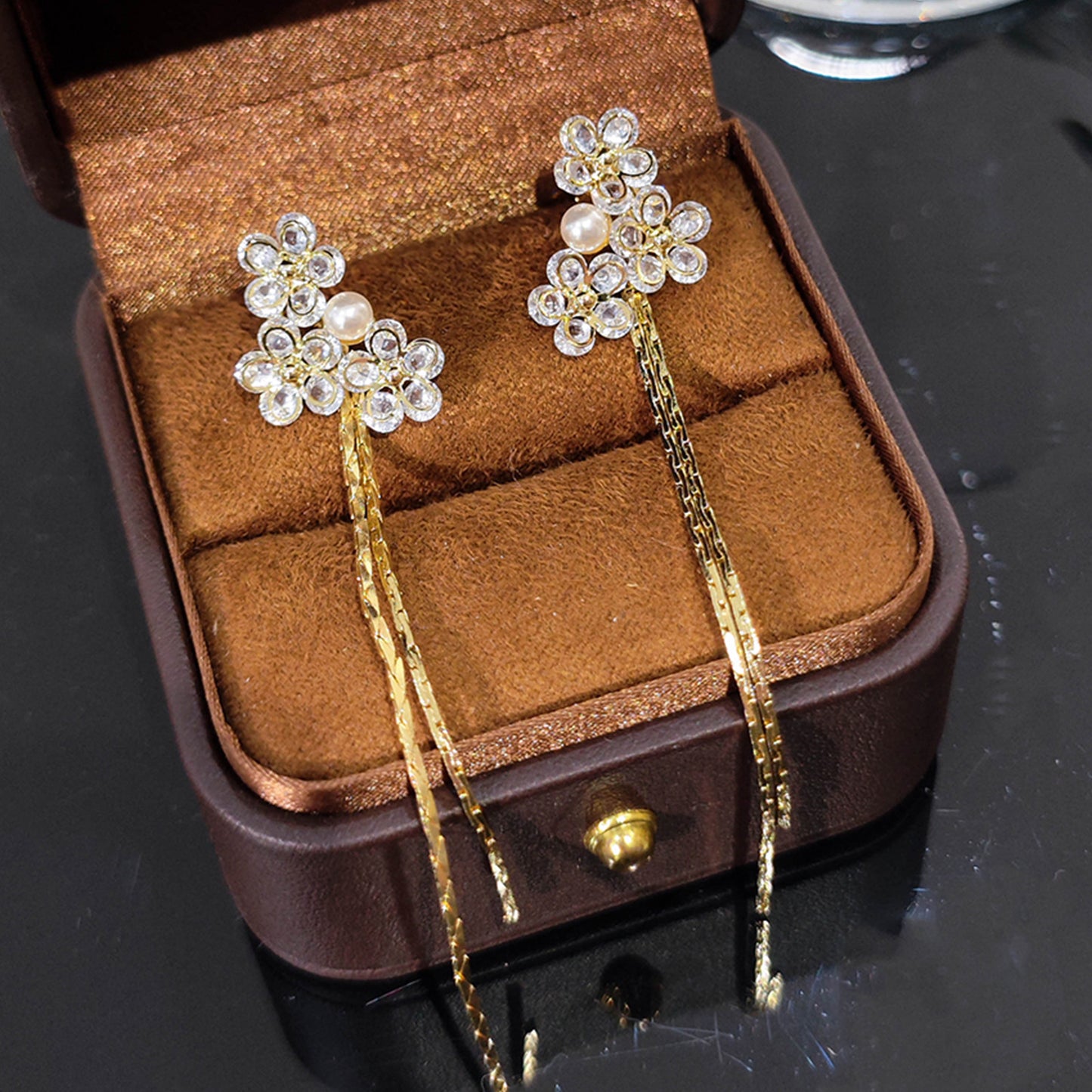 Flower Light Luxury Long Tassel Temperament Earrings