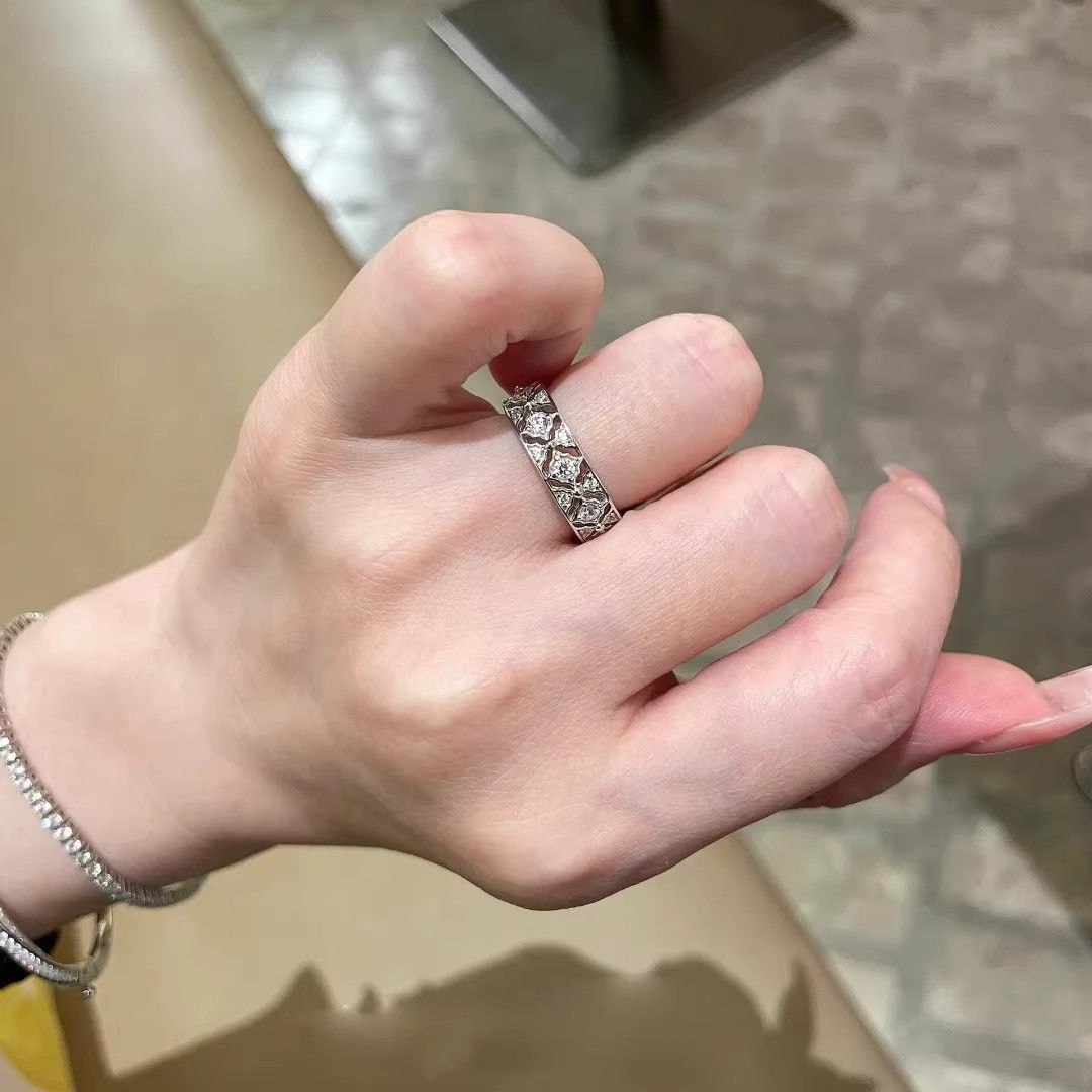 Women's Sier Lace Rhombus Fashion Niche Exquisite Index Rings