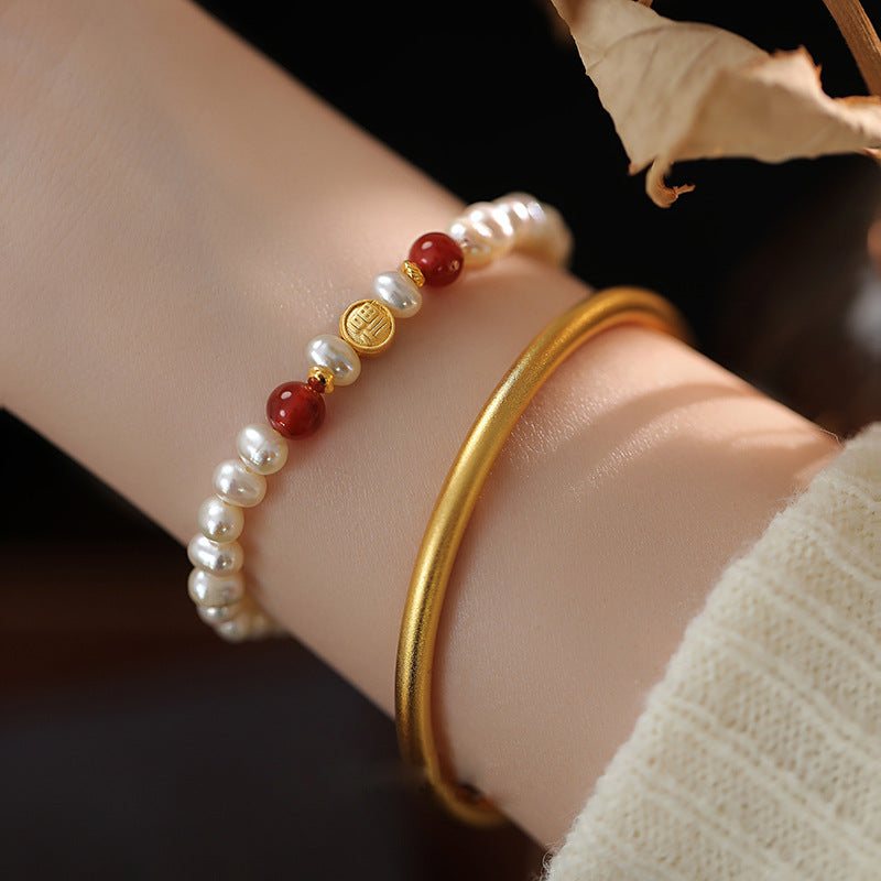 High Sense Chinese Style Alluvial Gold Bracelets