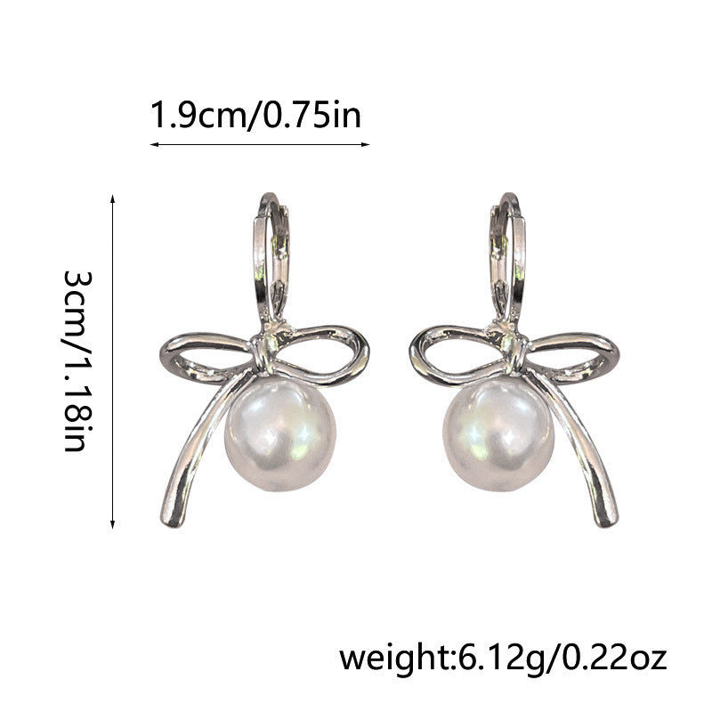 High-grade Bow Pearl Ear Clip Simple Rings