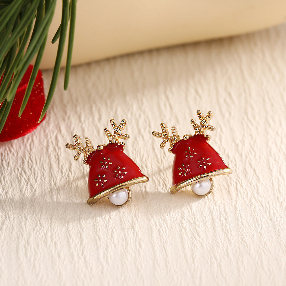 Fashion Elk Tree Snowflake Rhinestone Personalized Stud Earrings