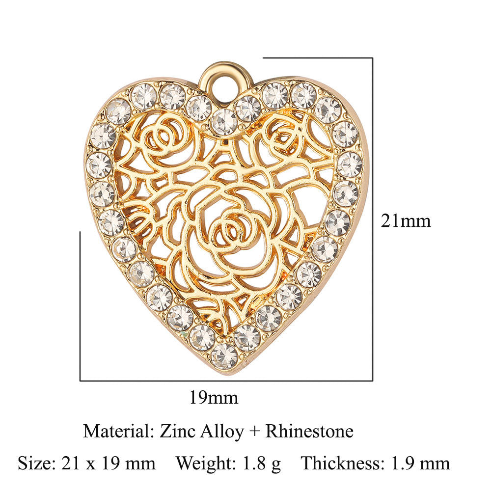 Lock Love Beat Alloy Flower Rose Pendants