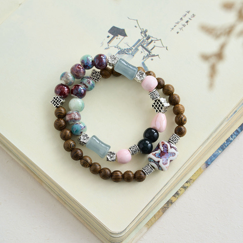 Chinese Natural Stone Porcelain Minimalist Female Bracelets