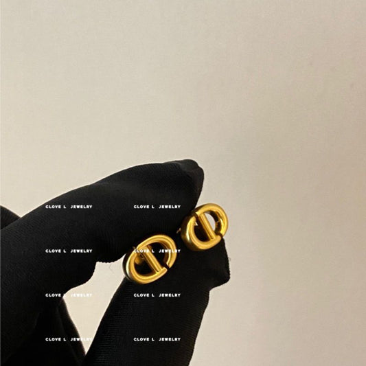 Mini Metal Matte Gold Alphabet Letter Everyday Joker Stud Earrings