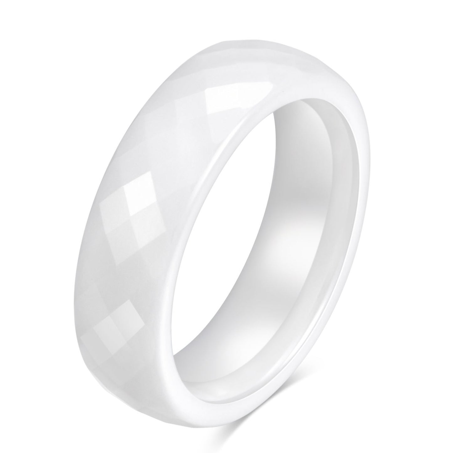 Ceramic Fashion Cut Surface Black White Simple Ring
