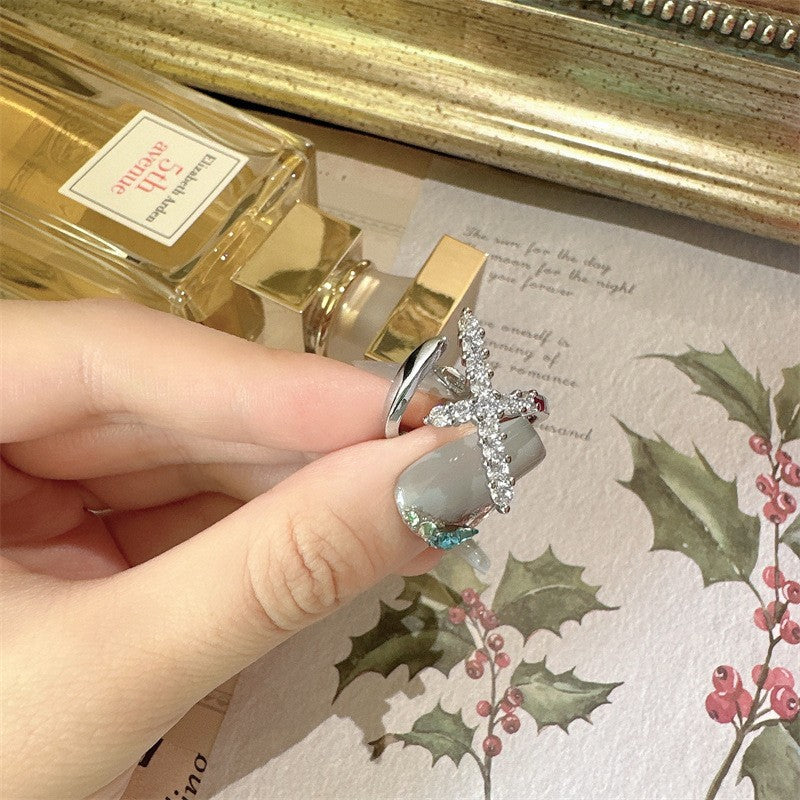 Cold Style Cross Super Flash Open Personalized Live Ring