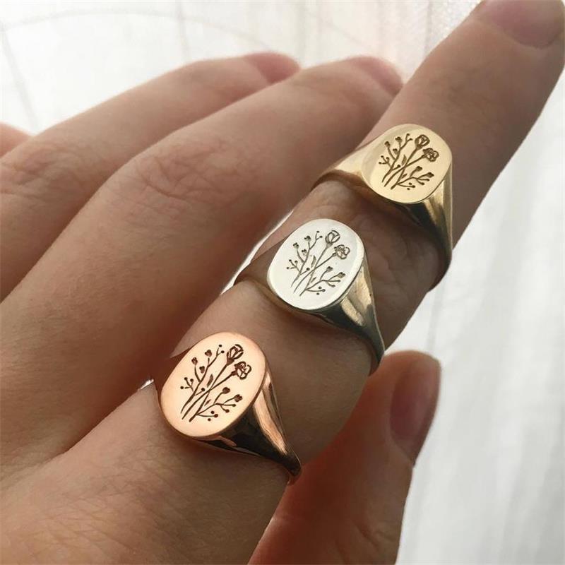 Versatile Rose Flowers Print Boutique Fashion Ring