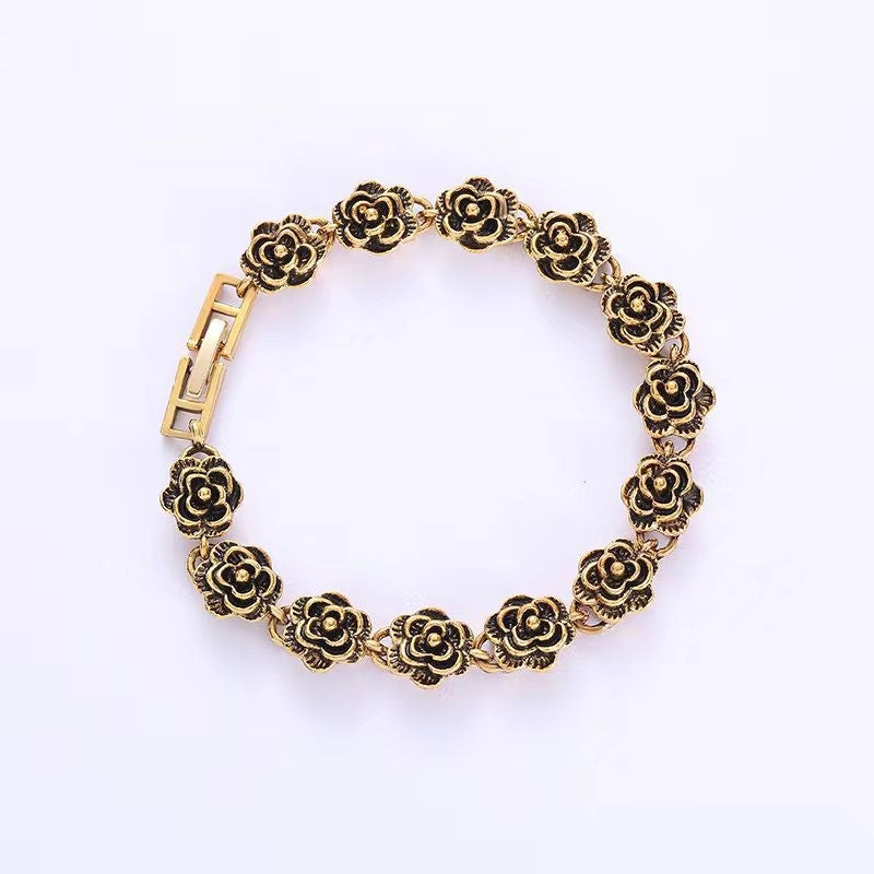 Black Rose Cuban Personalized Hip Hop Street Bracelets