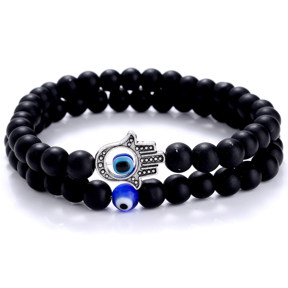 Blue Volcanic Rock Bead Devil Eye Fatima Bracelets