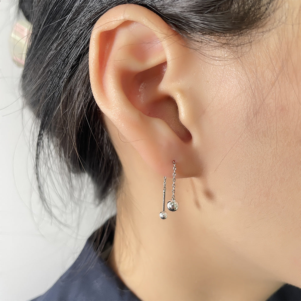 Double-headed Round Beads Screw Minimalist Long Chain Tassel Design Spiral Ear Line